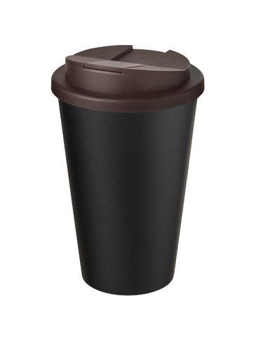 Kubek Americano® Eco z recyklingu o pojemności 350 ml z pokrywą odporną na zalanie, brązowy / czarny