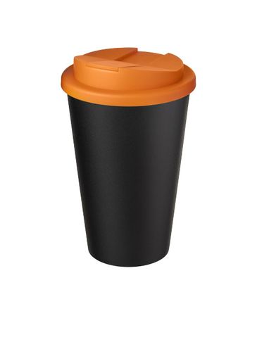 Kubek Americano® Eco z recyklingu o pojemności 350 ml z pokrywą odporną na zalanie, pomarańczowy / czarny