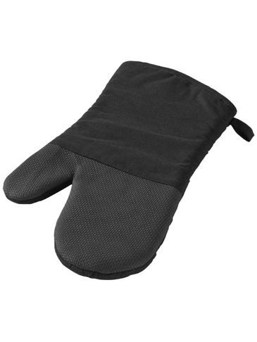 Rękawice kuchenne Maya z silikonowym uchwytem, czarny błyszczący / czarny