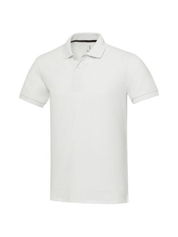 Emerald koszulka polo unisex z recyklingu z krótkim rękawem, biały