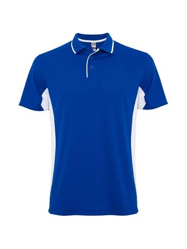 Montmelo koszulka polo unisex z krótkim rękawem, błękit królewski / biały