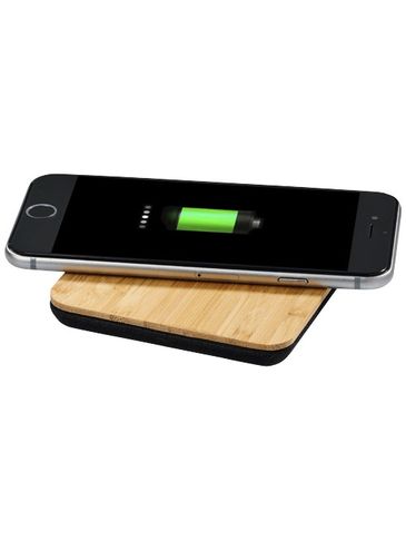 Bezprzewodowa podkładka ładująca Leaf z bambusa i tkaniny 5 W, piasek pustyni / czarny