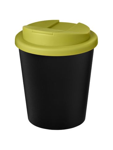 Kubek Americano® Espresso Eco z recyklingu o pojemności 250 ml z pokrywą odporną na zalanie , czarny / limonka