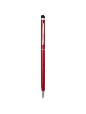 Ore aluminium ballpoint pen with stylus (blue ink), czerwony