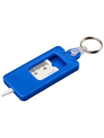 Kym brelok do kluczy z materiałów z recyklingu w kształcie narzędzia do pomiaru bieżnika opon, niebieski