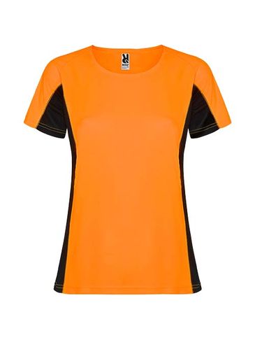 Shanghai sportowa koszulka damska z krótkim rękawem, fluor orange / czarny