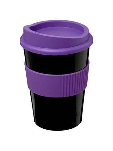 Kubek z serii Americano® Medio o pojemności 300 ml z uchwytem, czarny / fioletowy