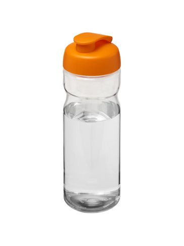 Bidon H2O Active® Base Tritan™ o pojemności 650 ml z klapką, przezroczysty bezbarwny / pomarańczowy