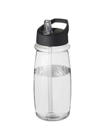 Bidon H2O Pulse o pojemności 600 ml z wieczkiem z dzióbkiem, przezroczysty / czarny