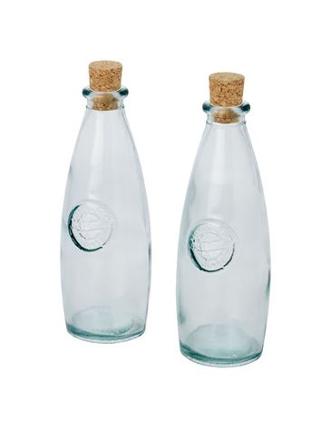 2-częściowy zestaw do oliwy i octu ze szkła z recyklingu Sabor, przezroczysty bezbarwny