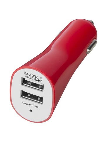 Podwójny adapter samochodowy Pole, czerwony