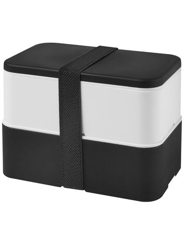MIYO dwupoziomowe pudełko na lunch, czarny / biały / czarny