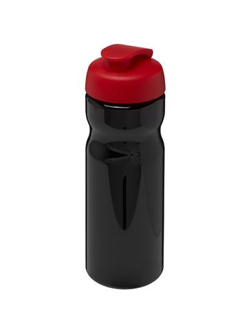 Bidon H2O Base® o pojemności 650 ml z wieczkiem zaciskowym, czarny / czerwony