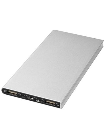 Aluminiowy powerbank Plate 8000 mAh, srebrny