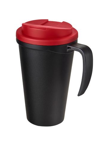 Americano® Grande 350 ml mug with spill-proof lid, czarny / czerwony