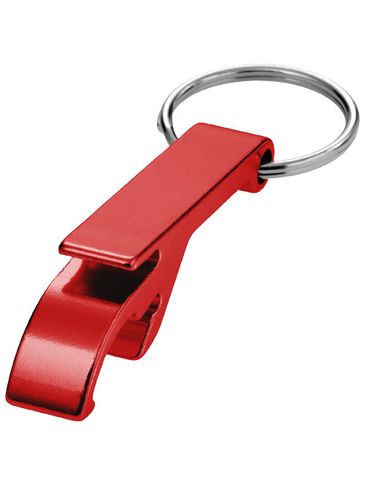 Tao otwieracz do butelek i puszek z łańcuchem do kluczy wykonany z aluminium pochodzącego z recyklingu z certyfikatem RCS , czerwony