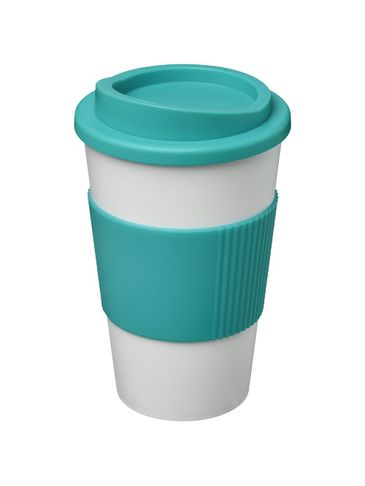Kubek termiczny z serii Americano® o pojemności 350 ml z uchwytem, biały / morski