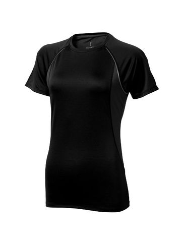 Damski T-shirt Quebec z krótkim rękawem z dzianiny Cool Fit odprowadzającej wilgoć, czarny
