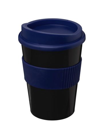 Kubek z serii Americano® Medio o pojemności 300 ml z uchwytem, czarny / niebieski
