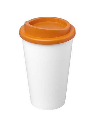 Kubek Americano Eco z recyklingu o pojemności 350 ml, biały / pomarańczowy