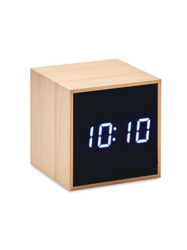 MARA CLOCK - Bambusowy budzik LED