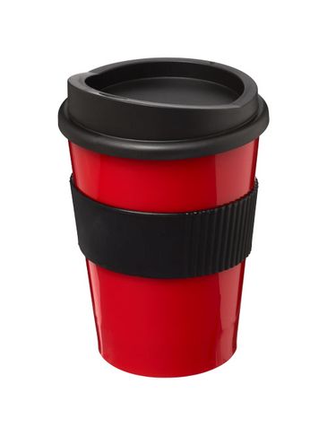 Kubek z serii Americano® Medio o pojemności 300 ml z uchwytem, czerwony / czarny