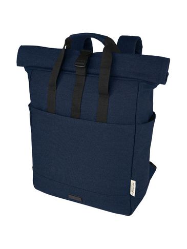 Joey 15-calowy plecak na laptopa z płótna z recyklingu z certyfikatem GRS o pojemności 15 l, granatowy
