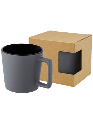 Cali Kubek ceramiczny o pojemności 370 ml z matowym wykończeniem, czarny / matowy szary