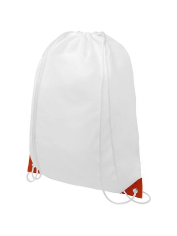 Plecak Oriole ściągany sznurkiem z kolorowymi rogami, biały / pomarańczowy