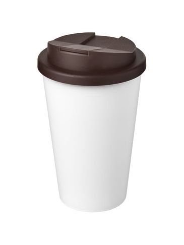Kubek Americano® Eco z recyklingu o pojemności 350 ml z pokrywą odporną na zalanie, brązowy / biały