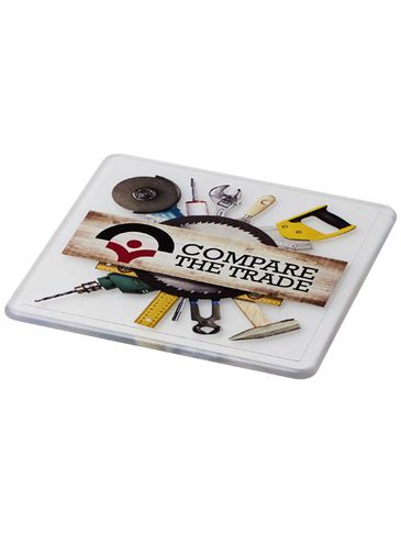 Podkładka kwadratowa Renzo wykonana z tworzywa sztucznego, przezroczysty bezbarwny