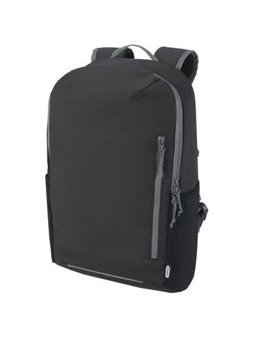 Aqua wodoodporny plecak z recyklingu z certyfikatem GRS na 15-calowego laptopa o pojemności 21 l, czarny