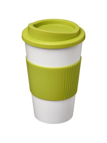 Kubek termiczny z serii Americano® o pojemności 350 ml z uchwytem, biały / limonka