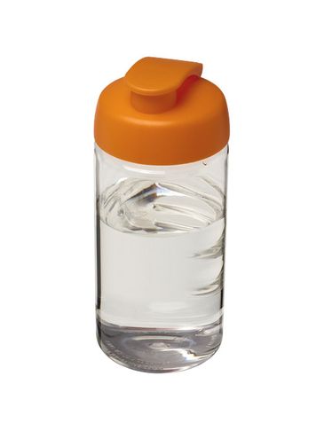 Bidon H2O Bop® o pojemności 500 ml z wieczkiem zaciskowym, przezroczysty / pomarańczowy