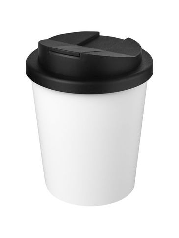 Kubek Americano® Espresso z recyklingu o pojemności 250 ml z pokrywą odporną na zalanie, biały / czarny