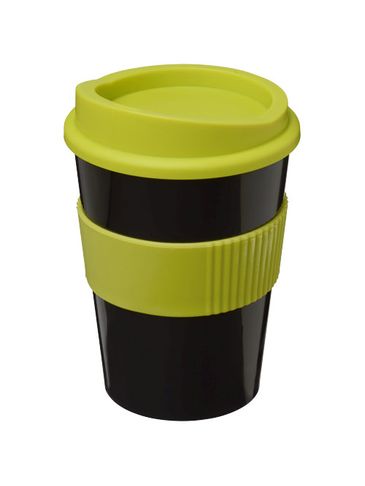 Kubek z serii Americano® Medio o pojemności 300 ml z uchwytem, czarny / limonka