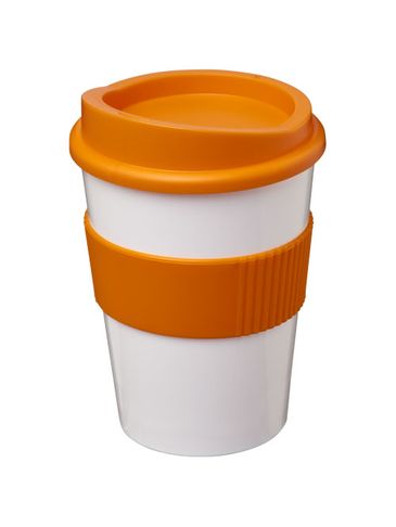 Kubek z serii Americano® Medio o pojemności 300 ml z uchwytem, biały / pomarańczowy