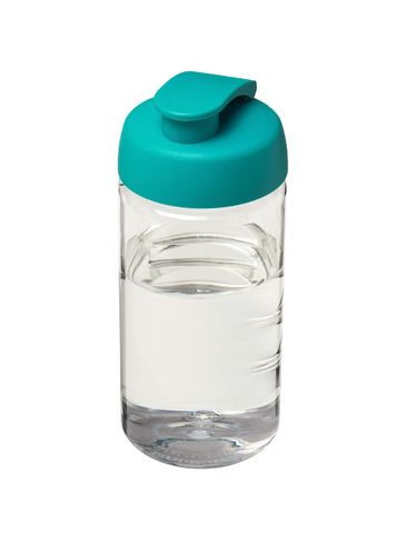 Bidon H2O Bop® o pojemności 500 ml z wieczkiem zaciskowym, przezroczysty / błękitny