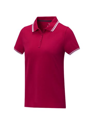 Damska koszulka polo Amarago z kontrastowymi paskami i krótkim rękawem, czerwony