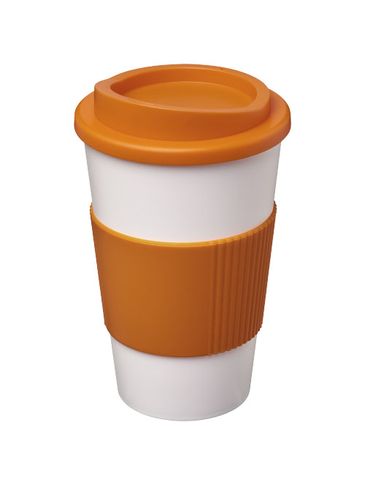Kubek termiczny z serii Americano® o pojemności 350 ml z uchwytem, biały / pomarańczowy