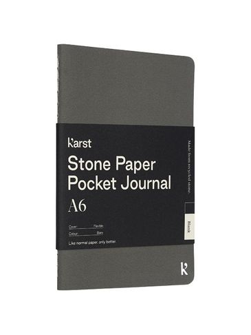 Notatnik kieszonkowy A6 Karst® w miękkiej oprawie z papieru z kamienia – gładki, szary