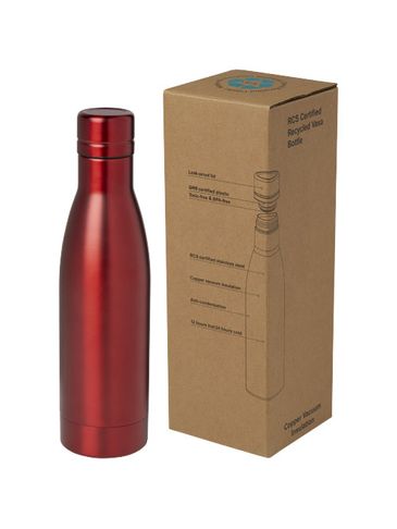 Vasa butelka ze stali nierdzwenej z recyklingu z miedzianą izolacją próżniową o pojemności 500 ml posiadająca certyfikat RCS , czerwony