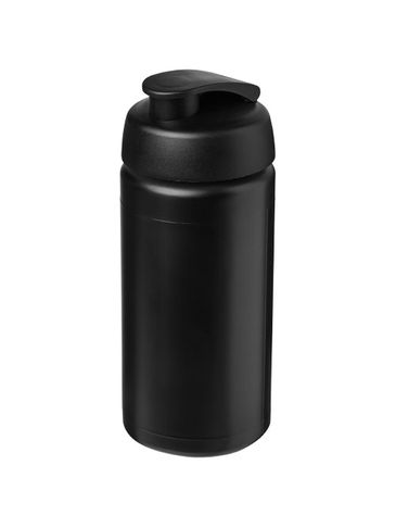 Bidon Baseline® Plus o pojemności 500 ml z wieczkiem zaciskowym i uchwytem, czarny