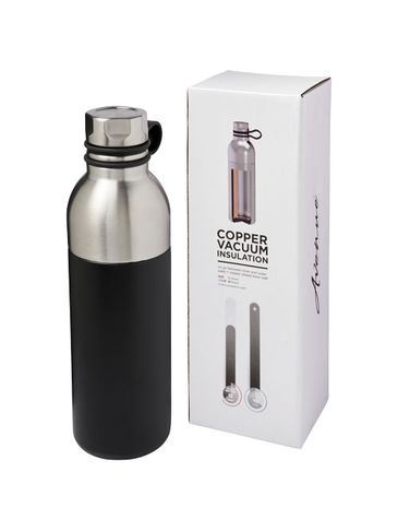 Miedziany izolowany próżniowo bidon Koln o pojemności 590 ml, czarny