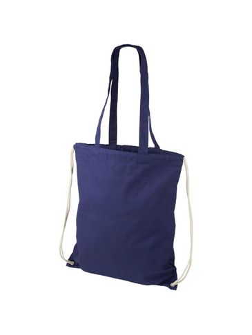 Plecak Eliza wykonany z bawełny o gramaturze 240 g/m² ze sznurkiem ściągającym, granatowy