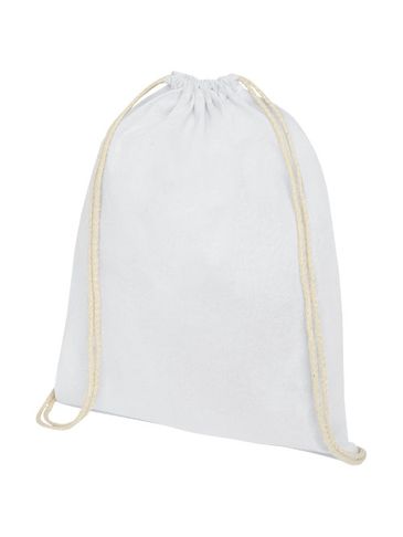 Plecak Oregon wykonany z bawełny o gramaturze 140 g/m² ze sznurkiem ściągającym, biały