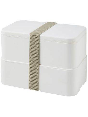 MIYO dwupoziomowe pudełko na lunch, biały / biały / szary kamienny