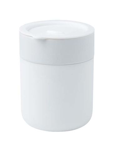 Java kubek ceramiczny z silikonową osłoną i plastikową pokrywką 330 ml, biały