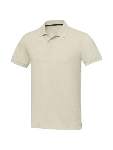 Emerald koszulka polo unisex z recyklingu z krótkim rękawem, oatmeal
