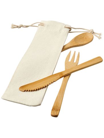 Zestaw sztućców z drewna bambusowego Celuk, piasek pustyni